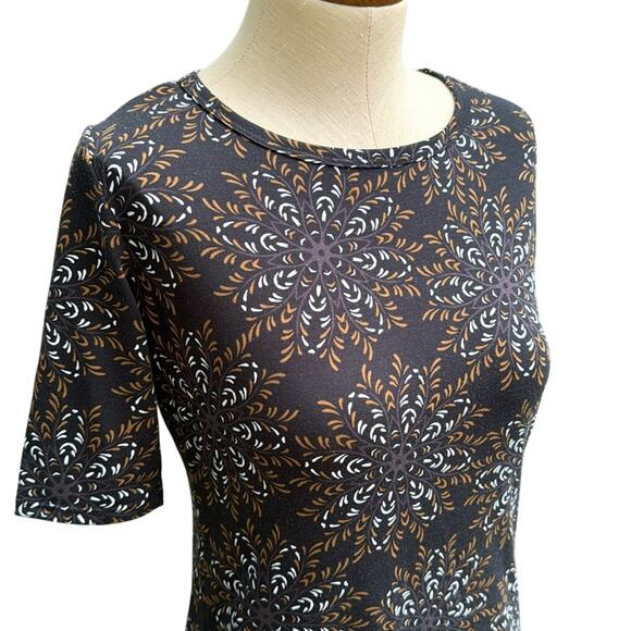 Lularoe Julia Black and Brown T-Shirt Dress Women's size Small - Picture 2 of 8
